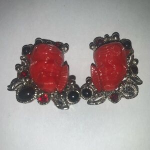Vintage 1950s Selro Clip On Devil Earrings Japanese Vintage